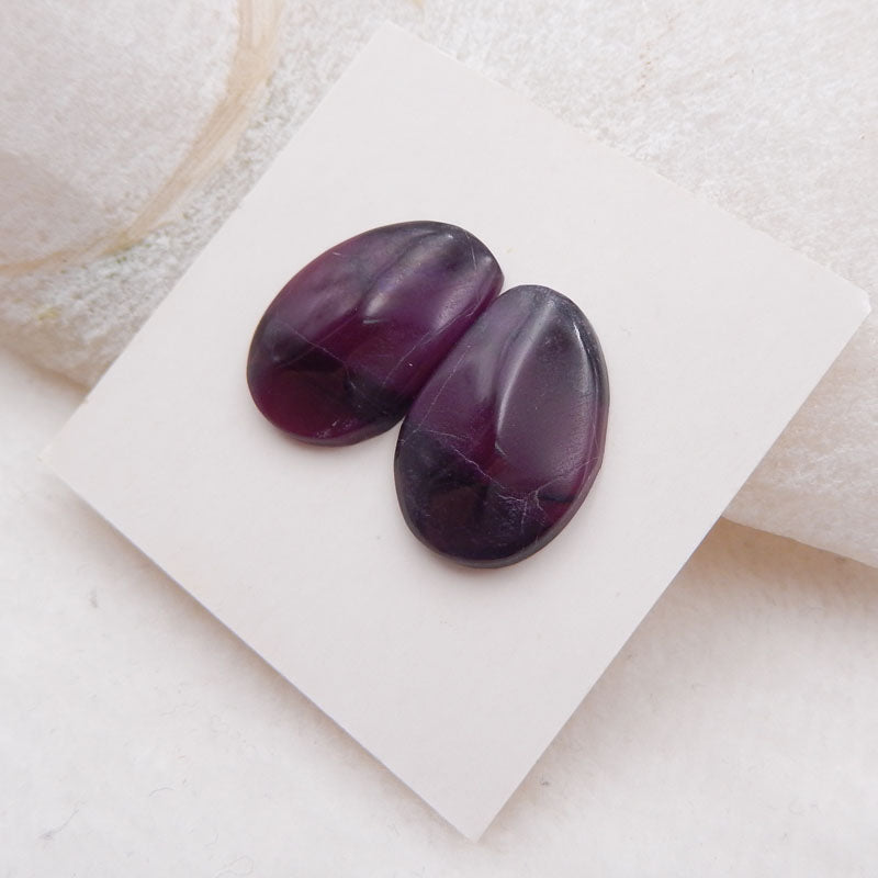 Natural Sugilite Cabochons Paired 17X12X3mm, 2.6g