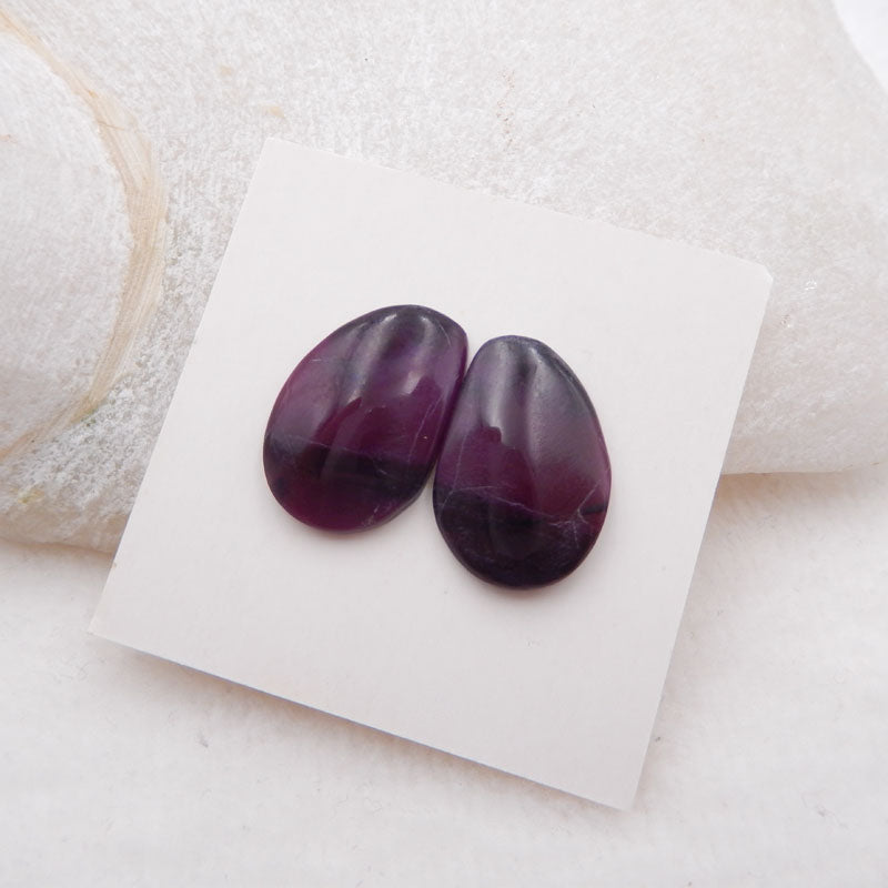 Natural Sugilite Cabochons Paired 17X12X3mm, 2.6g