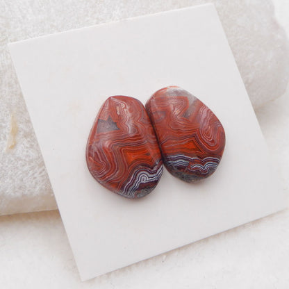 Natural Crazy Lace Agate Cabochons Paired 17X12X4mm, 3g