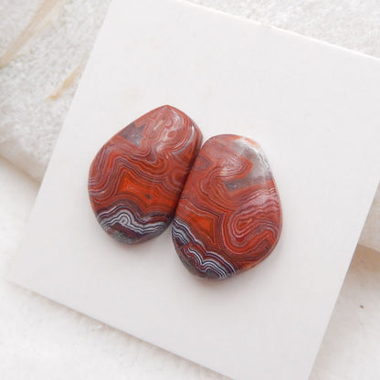 Natural Crazy Lace Agate Cabochons Paired 17X12X4mm, 3g