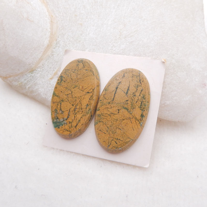 Natural Green Opal Cabochons Paired 30x18x3mm, 7.6g