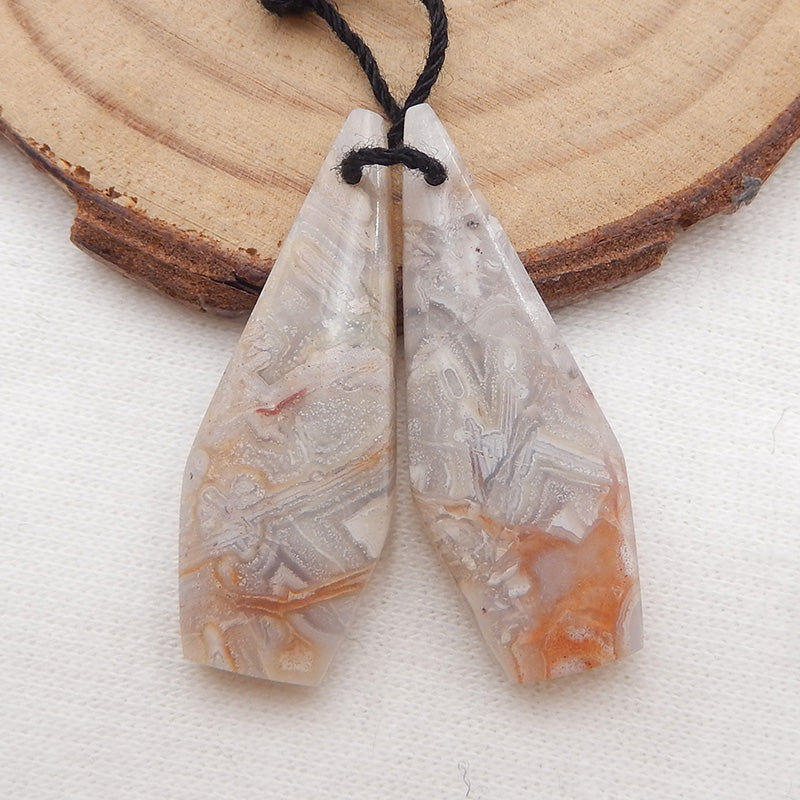 Natrual Stone Earrings Making Crazy Lace Agate Earrings Stone Pair, 31x12x4.5mm, 4.5g