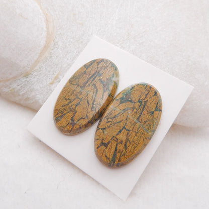 Natural Green Opal Cabochons Paired 28X16X3mm, 7.1g