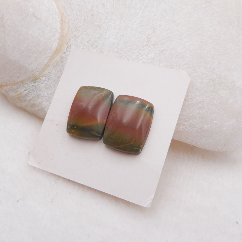 Natural Red Creek Jasper Cabochons Paired 16x12x4mm, 3.0g