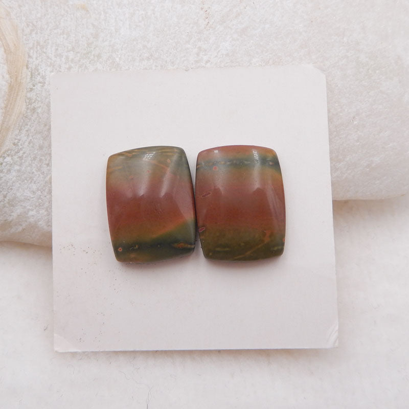 Natural Red Creek Jasper Cabochons Paired 16x12x4mm, 3.0g