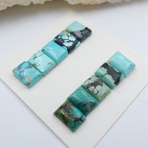 10 PCS Natural Turquoise Rectangle Flatback Gemstone Cabochon, 8x6x3mm, 3.0g - MyGemGarden