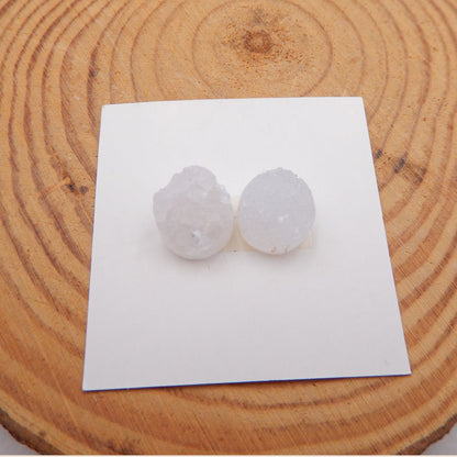 Natural Raw White Crystal Cabochons Paired 10X10X7mm, 2.7g