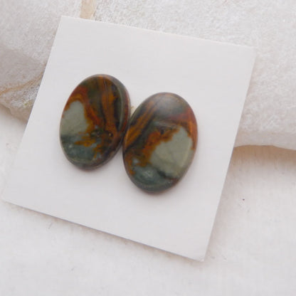 Natural Biggs Jasper Cabochons Paired 18X13X4mm, 3.8g