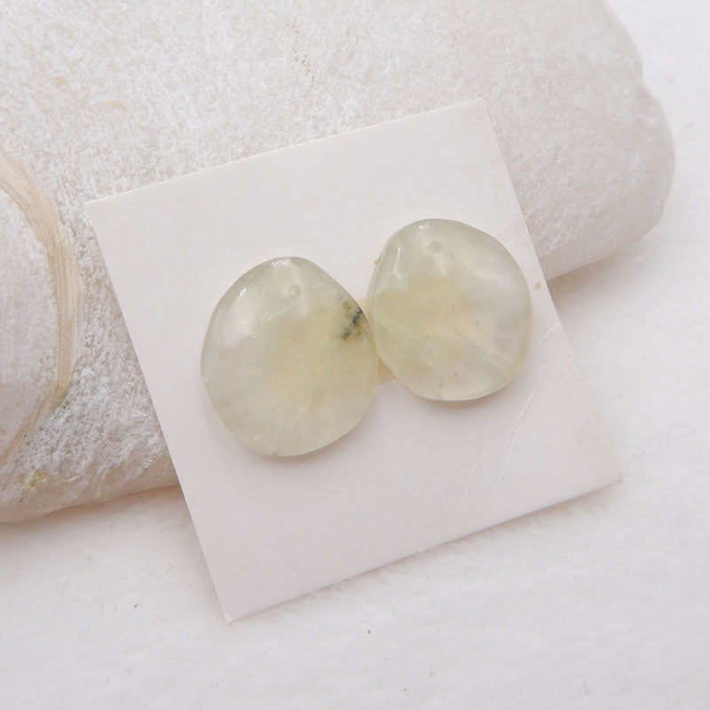 Natural Prehnite Cabochons Paired 17x15x4mm, 4.5g
