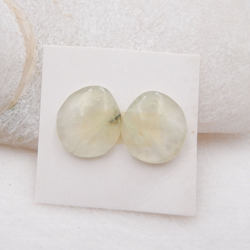Natural Prehnite Cabochons Paired 17x15x4mm, 4.5g
