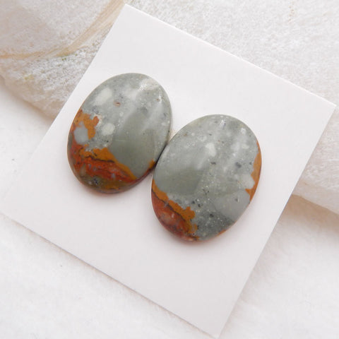 Natural Biggs Jasper Cabochons Paired 20x15x5mm, 4.7g