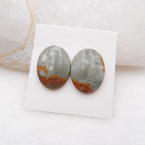 Natural Biggs Jasper Cabochons Paired 20x15x5mm, 4.7g