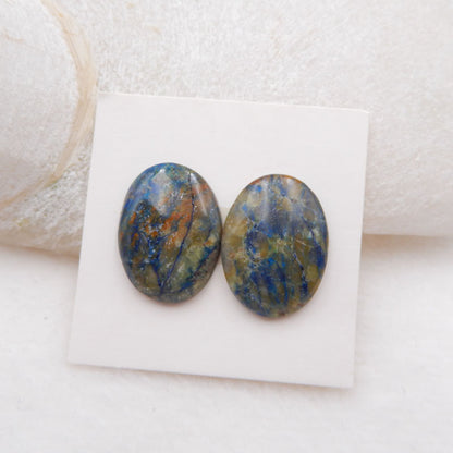 Natural Chrysocolla Cabochons Paired 20x15x4mm, 4.0g