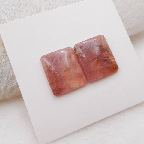 2 件粉红色碧玺 9 毫米矩形凸圆形，13X11X2 毫米，2.2 克