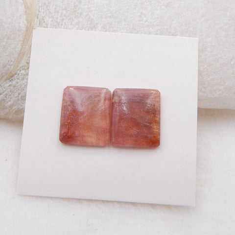 2 件粉红色碧玺 9 毫米矩形凸圆形，13X11X2 毫米，2.2 克