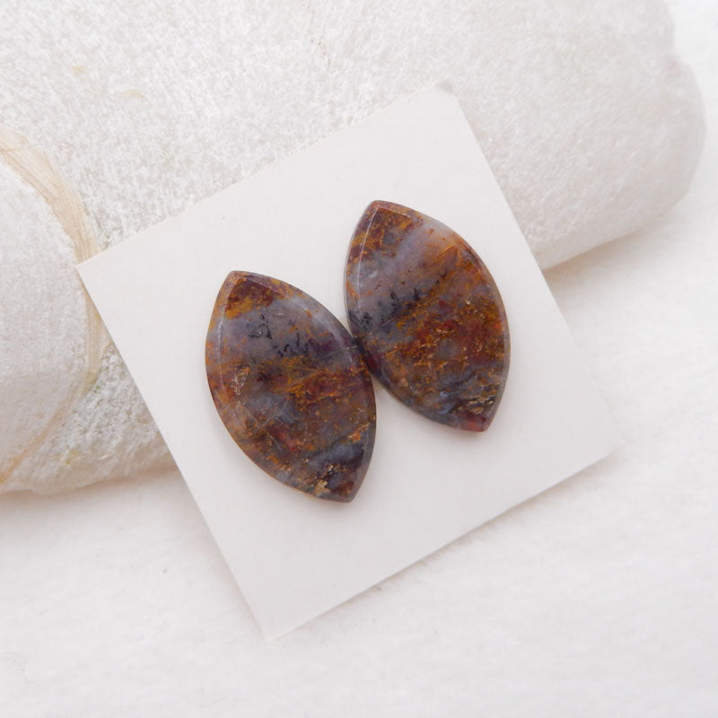Natural Ocean Jasper Cabochons Paired 24X14X3mm, 4.6g