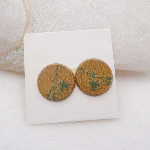 Natural Green Opal Cabochons Paired 16x2mm, 2.7g