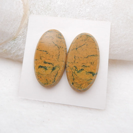 Natural Green Opal Cabochons Paired 27X15X3mm, 6.5g