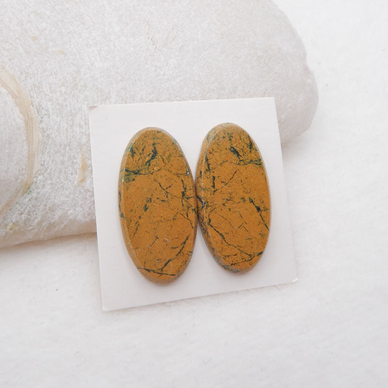 Natural Green Opal Cabochons Paired 30X15X3mm, 6.6g