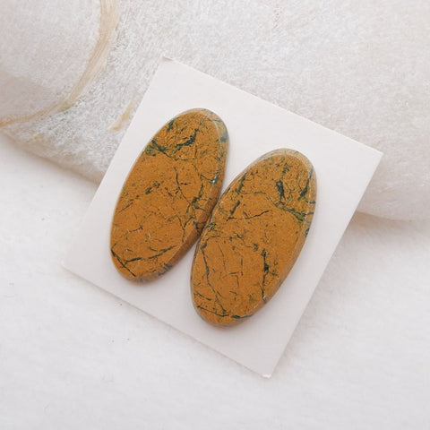Natural Green Opal Cabochons Paired 30X15X3mm, 6.6g
