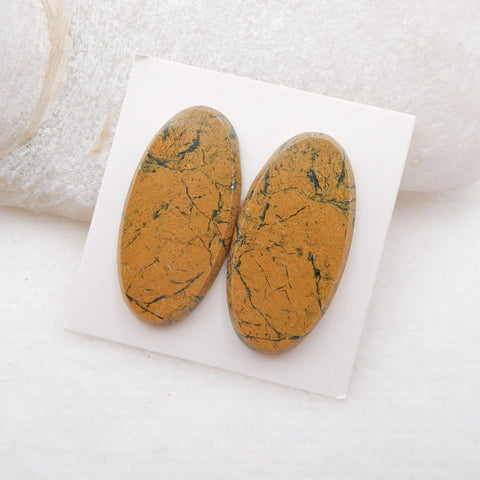 Natural Green Opal Cabochons Paired 30X15X3mm, 6.6g