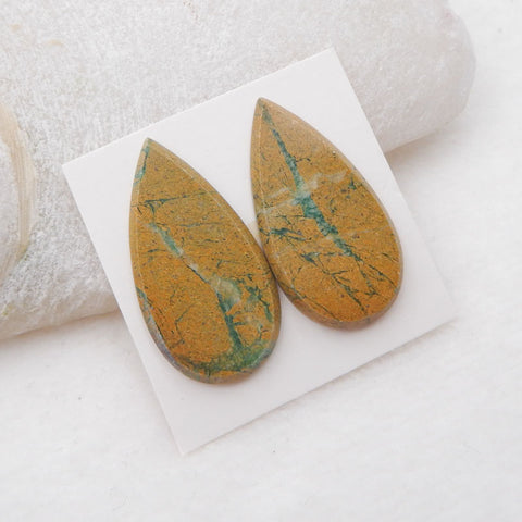 Natural Green Opal Cabochons Paired 32X17X3mm, 7.0g
