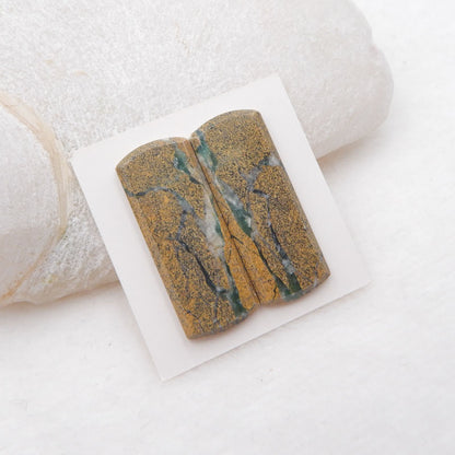 Natural Green Opal Cabochons Paired 33x13x3mm, 7.4g