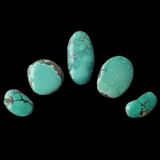5 PCS Freeform Turquoise Cabochon Pairs For Jewelry 24x12x4mm, 14x9x4mm 6.2g - MyGemGarden
