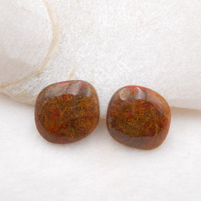 Natural Warring States Red Agate Cabochons Paired 21X19X4mm, 7.5g