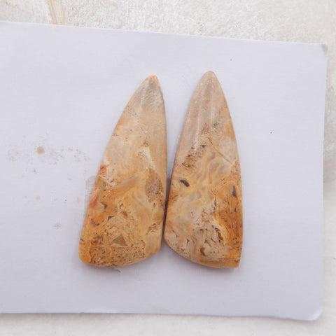 天然玛瑙凸圆形，Crazy Lace Rosetta Stone 宝石凸圆形一对，37X15X5mm，7.7g