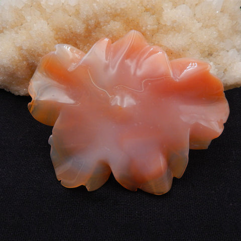 Natural Red Agate Carved Flower Cabochon 79x65x5mm 37.9g