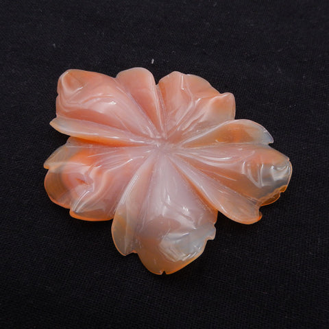 Natural Red Agate Carved Flower Cabochon 79x65x5mm 37.9g