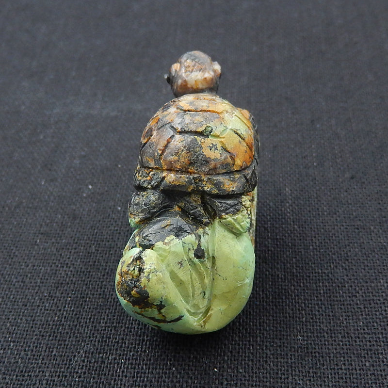 Turquoise Gemstone Turtle Carved Ornament, 47x32x19mm, 37g - MyGemGarden
