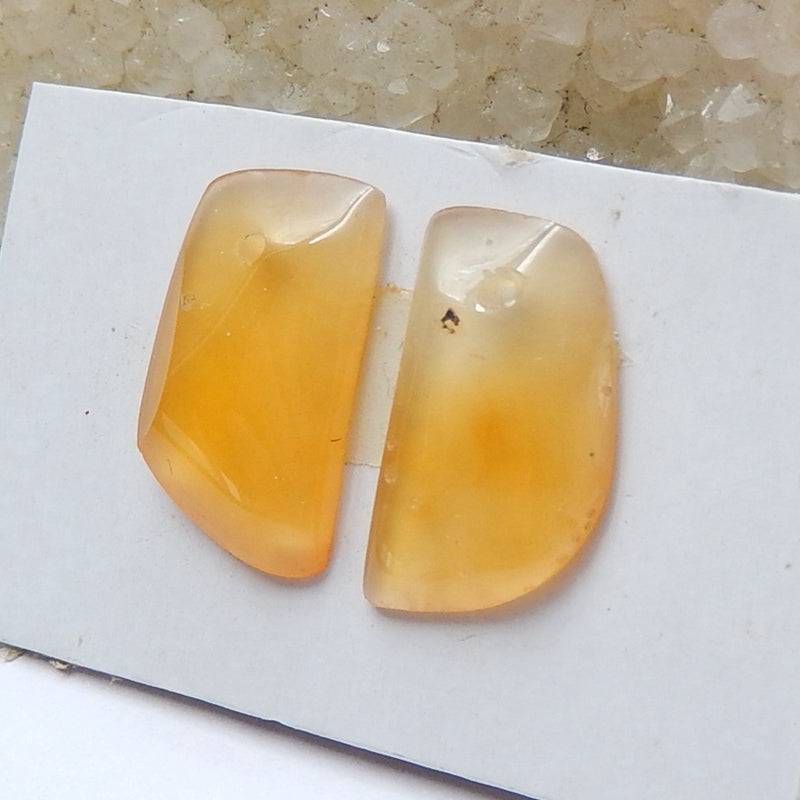 Natural Agate Drilled Gemstone Earrings Pair, 14x8x3mm, 1.28g - MyGemGarden