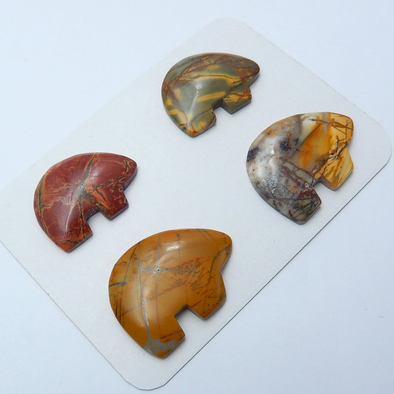 4 pcs Natural Multi-Color Picasso jasper Gemstone Cabochons, 25x18x4mm, 19.3g - MyGemGarden