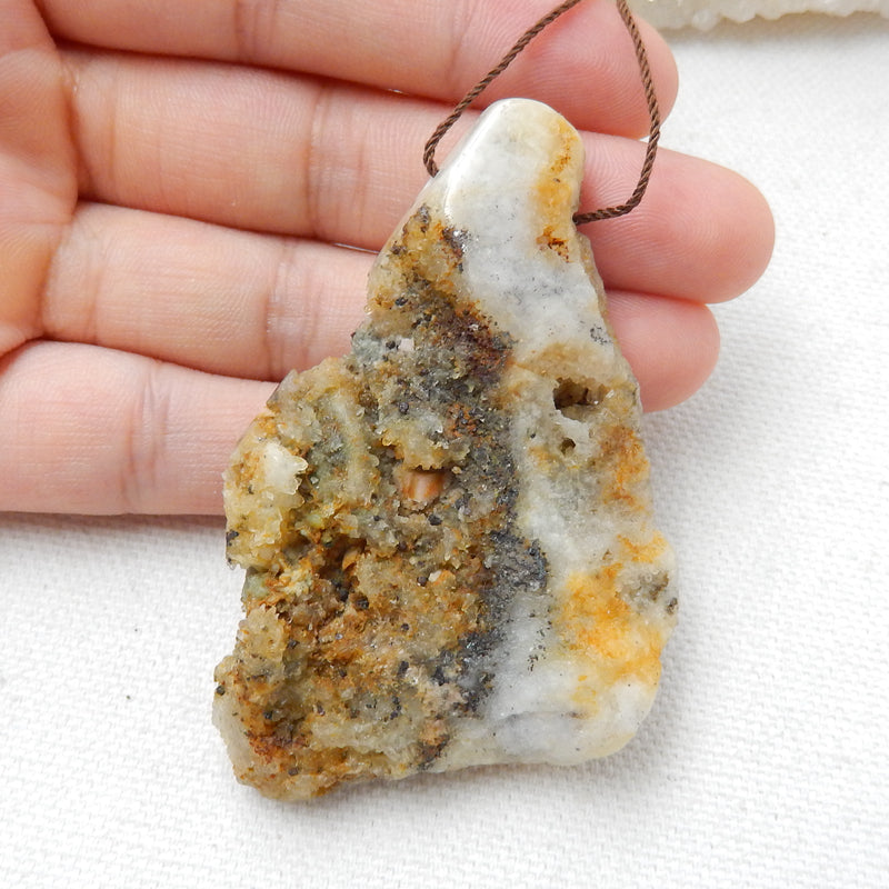 Natural Stone Argentina Rhodochrosite Drilled Gemstone Pendant Bead, 66x4x14mm, 39.6g - MyGemGarden