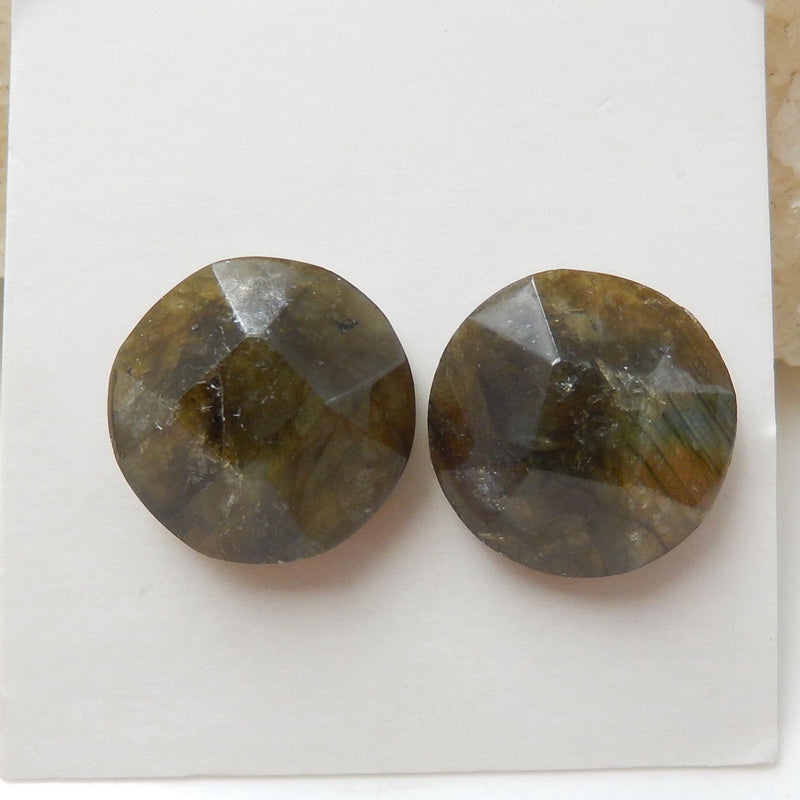 Natural Labradorite Gemstone Cabochon Pair, 15x7mm, 4.4g - MyGemGarden
