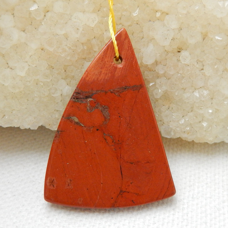 Natural Red River Jasper Drilled Gemstone Pendant Bead, 37x26x6mm, 8.2g - MyGemGarden