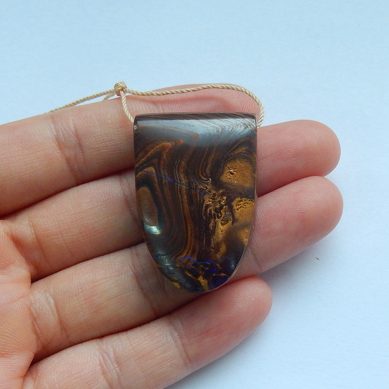 Perle pendentif en pierre gemme percée d'opale boulder ovale, 25x18x3mm, 2.7g