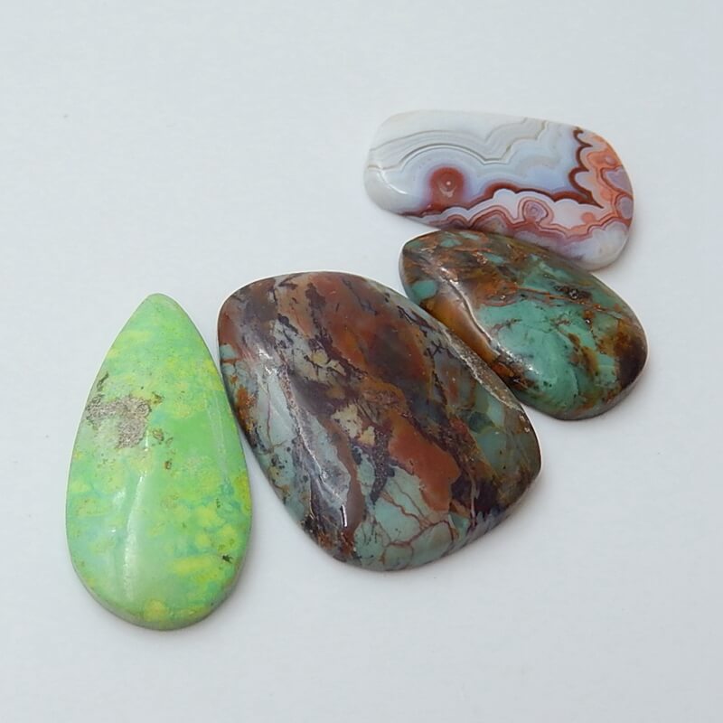 Natural Labradorite, Green Opal and Stripe Agate Gemstone Cabochons, 25x19x4mm, 20x13x4mm,7.4g - MyGemGarden