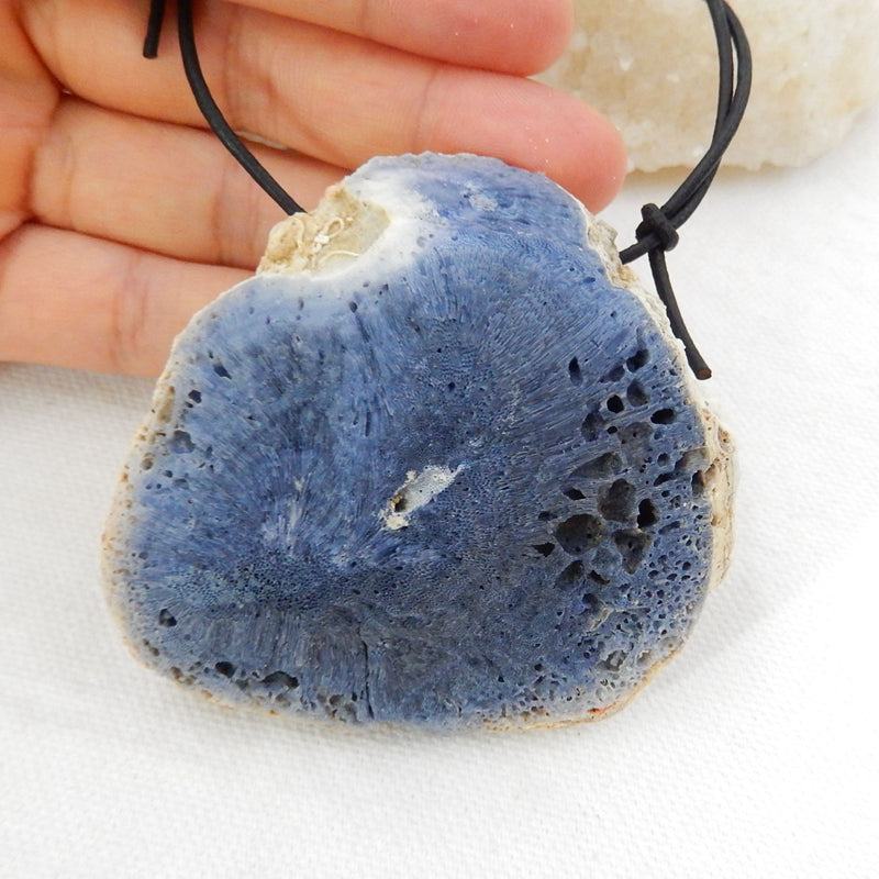Nugget Blue coral Gemstone Pendant Bead, 61x60x35mm, 105.2g - MyGemGarden