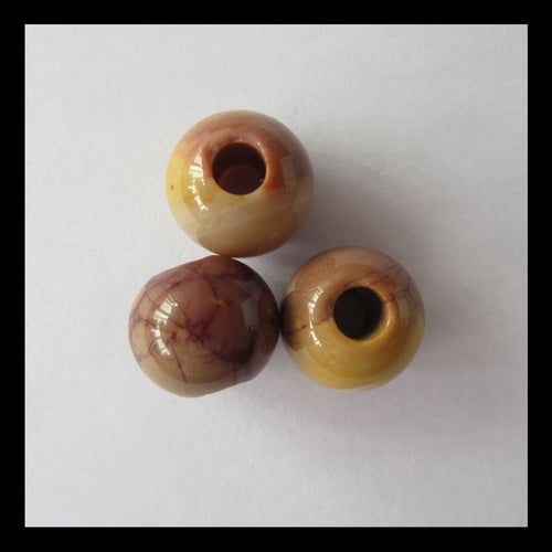 3pcs Mookaite Jasper Beads 12x14mm, 9.6g - MyGemGarden