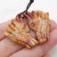 Latest Multicolor Picasso Jasper Wolf Head Carved Earrings pair, 29x23x5mm, 7.9g