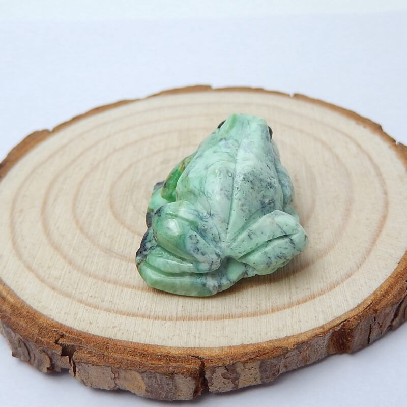 New Arrival Carved Green Turquoise frog Cabochon, Animal Gemstone Decoration, 31x21x13mm, 8.1g - MyGemGarden