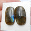 Natural Labradorite Gemstone Cabochon Pair, 24x14x5mm, 6.4g - MyGemGarden