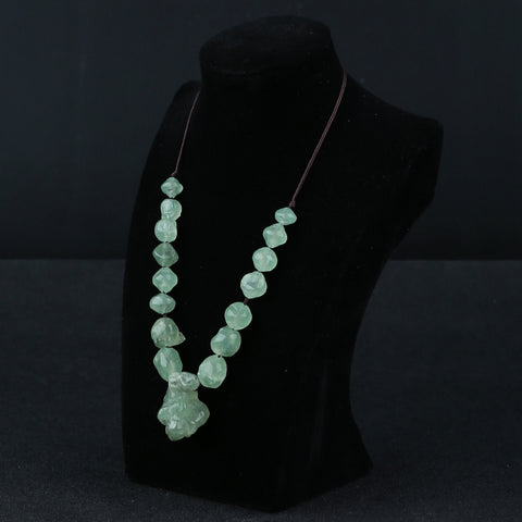 Natural Prehnite Gemstone Necklace, Adjustable Necklace, 1 Strand, 16-24 inch, 58g