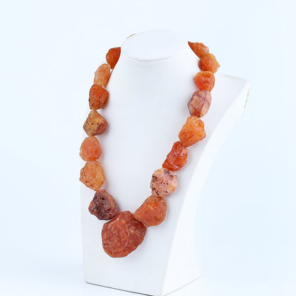 Raw Gemstone Necklaces, Natural Red Agate Gemstone Necklace, 1 Strand, 20 inch, 260g