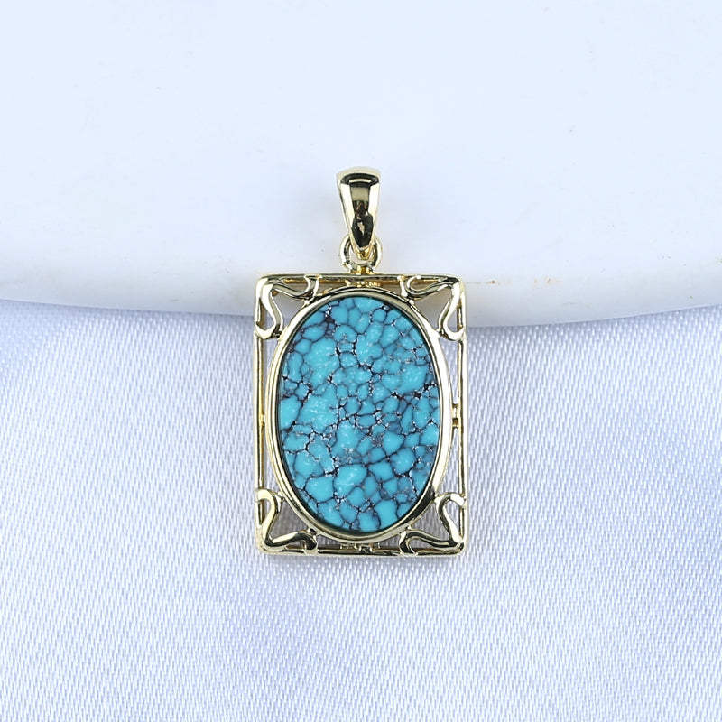 Natural Gemstone Turquoise Copper Pendant