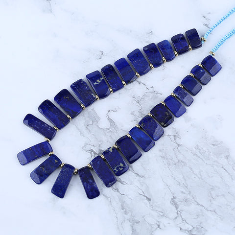 Lapis lazuil Gemstone Necklaces, Rectangle Shape Necklaces, Adjustable Necklace, 1 Strand, 20-28 Inch, 70g