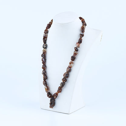 Raw Gemstone Necklaces, Fire Agate Gemstone Necklace, 1 Strand, 22 inch, 76g